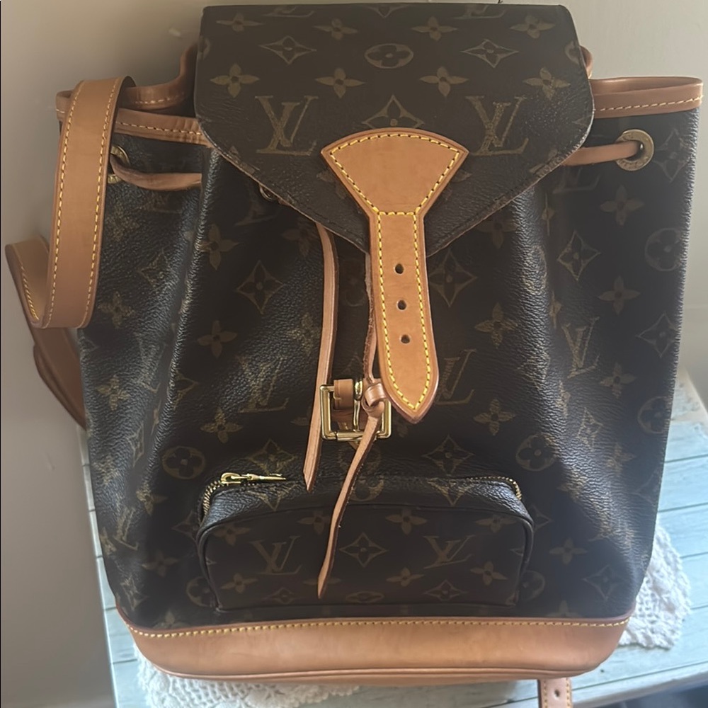 Louis Vuitton Classic Monogram Tan Backpack Authentic